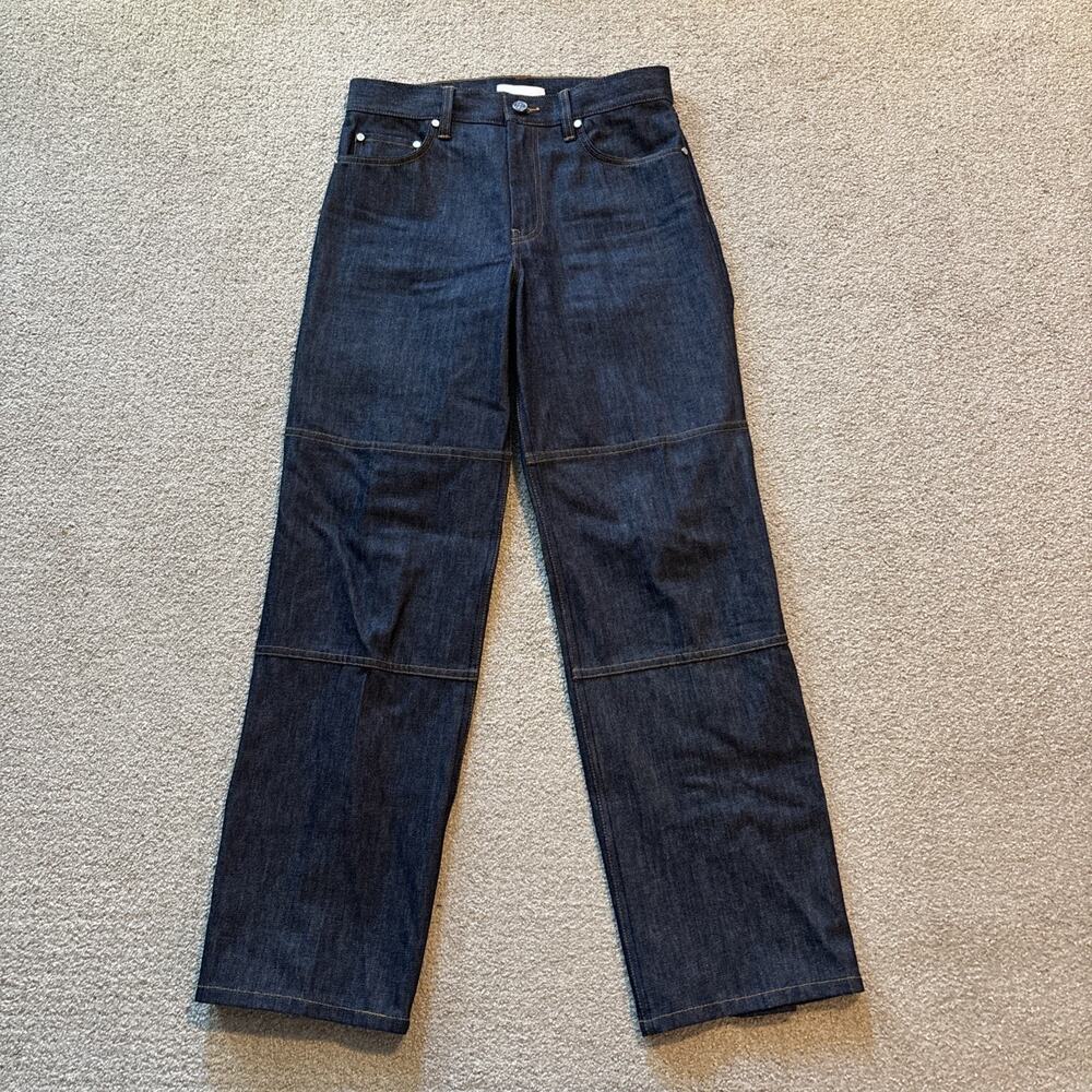 Helmut Lang Womens Indigo Zipper Detail High Rise Straight Leg Denim Jeans Sz 27
